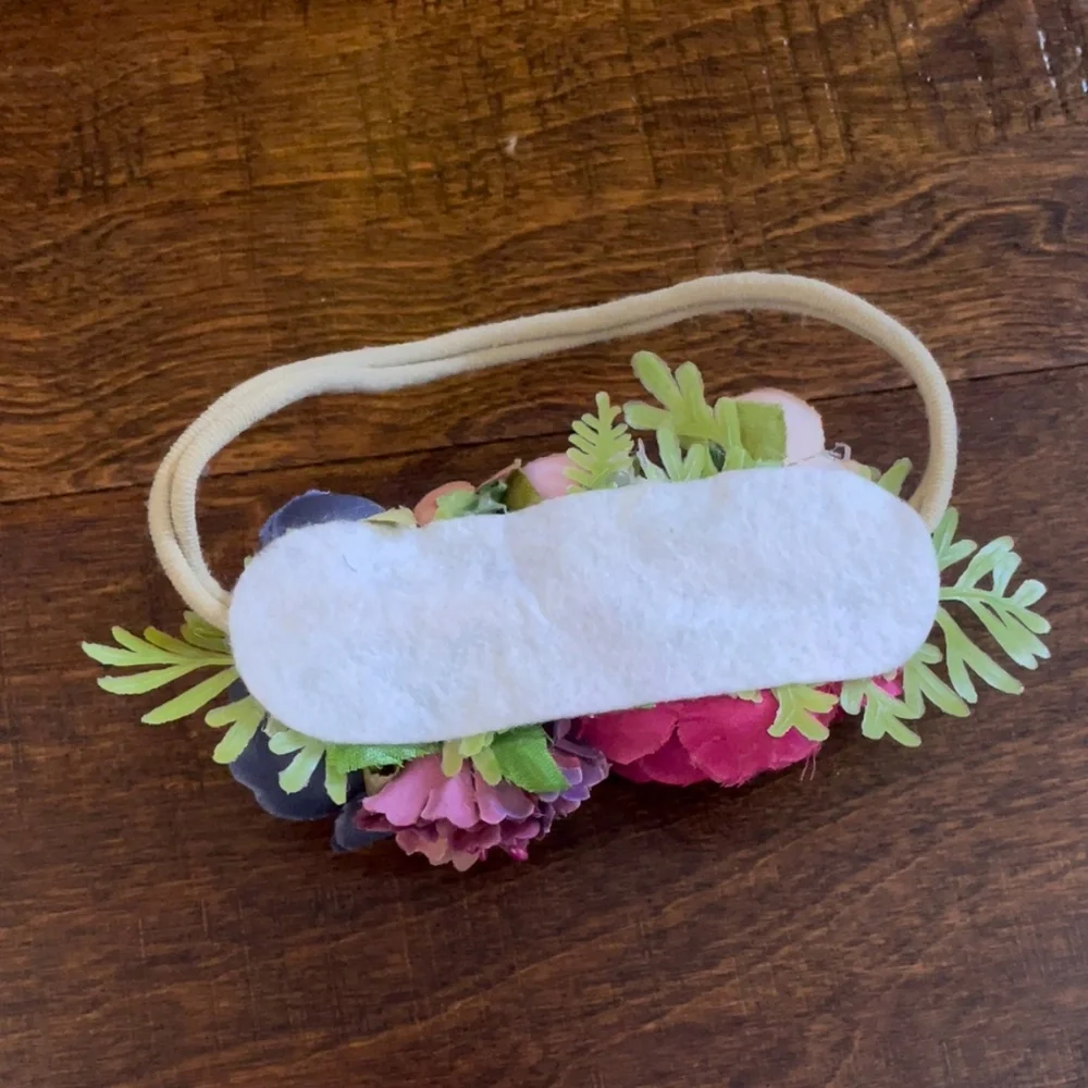 Floral headband w/ flowers magenta pink gold blue purple lavender green lilac